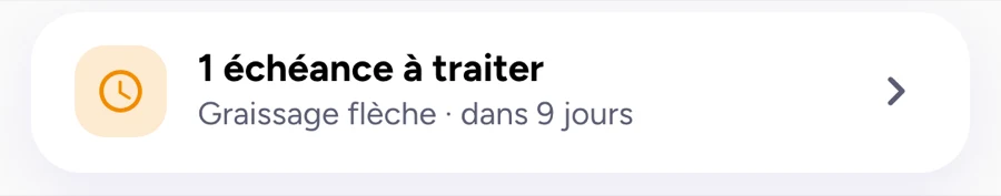 « 1 échéance à traiter », Graissage flèche, dans 9 jours