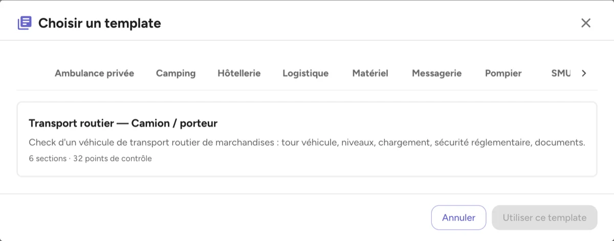 Modèle Transport routier, camion ou porteur