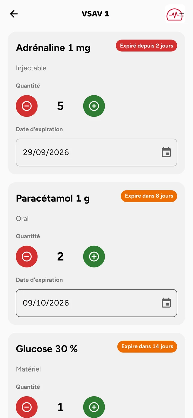 Dossier de médicaments du VSAV 1